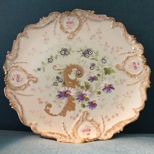 12" Antique Limoges China Porcelain Serving Plate 24K Gold Gilt